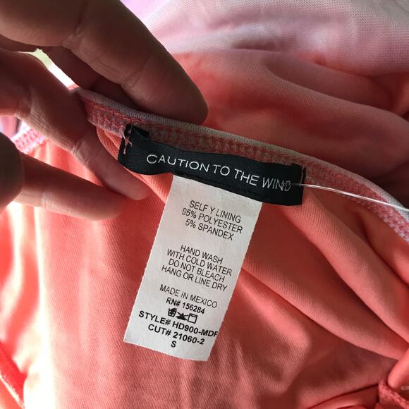 Caution To The Wind Dress Womens Small Pink Midi Halter Ruched Bodycon Mesh - Picture 8 of 10